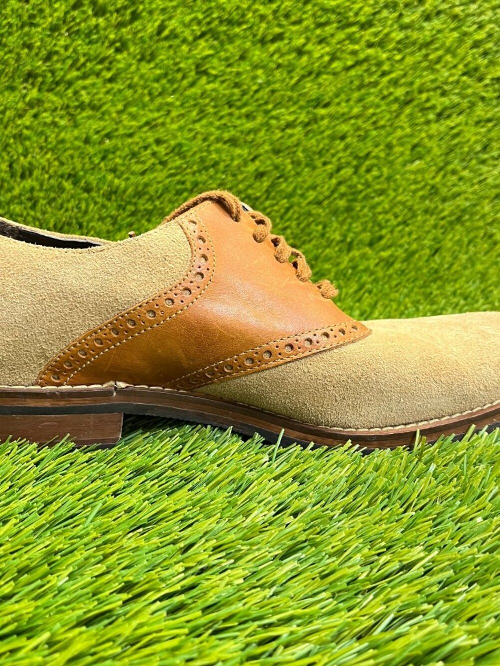 Cole Haan Great Jones Saddle Mens Size 7.5 Brown Classic Suede Oxford Shoes - Picture 4 of 10